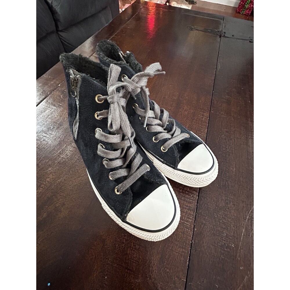 Converse All Stars Black Suede High Tops Sherpa Lined‎ 545052c Women 7